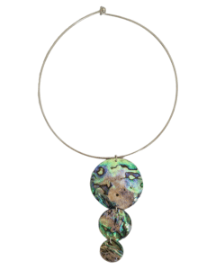 3 Paua shell on wire necklace