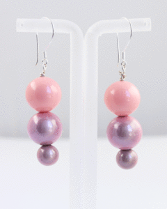 3 Pink Balls Earrings