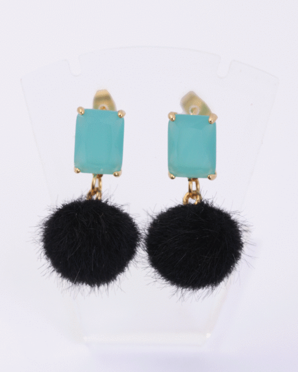Black pompom earrings