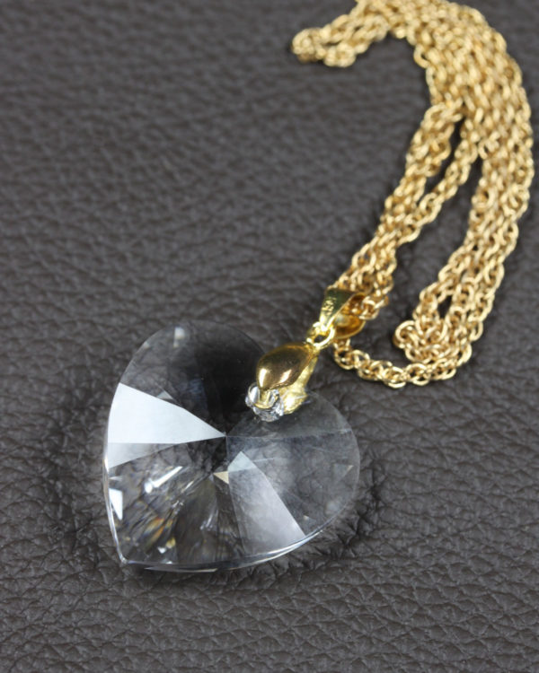 swarovski heart crystal gold chain