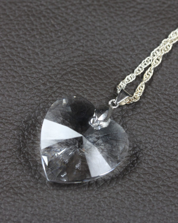 swarovski heart crystal silver chain