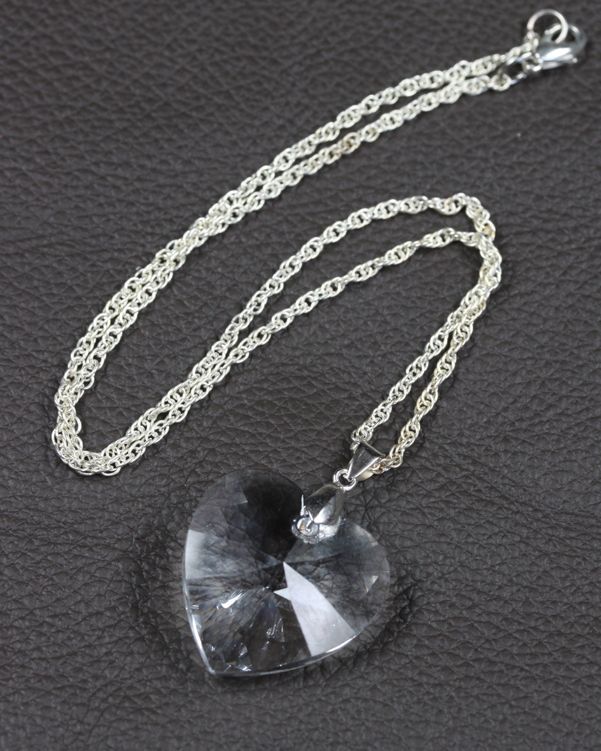 swarovski heart crystal silver chain