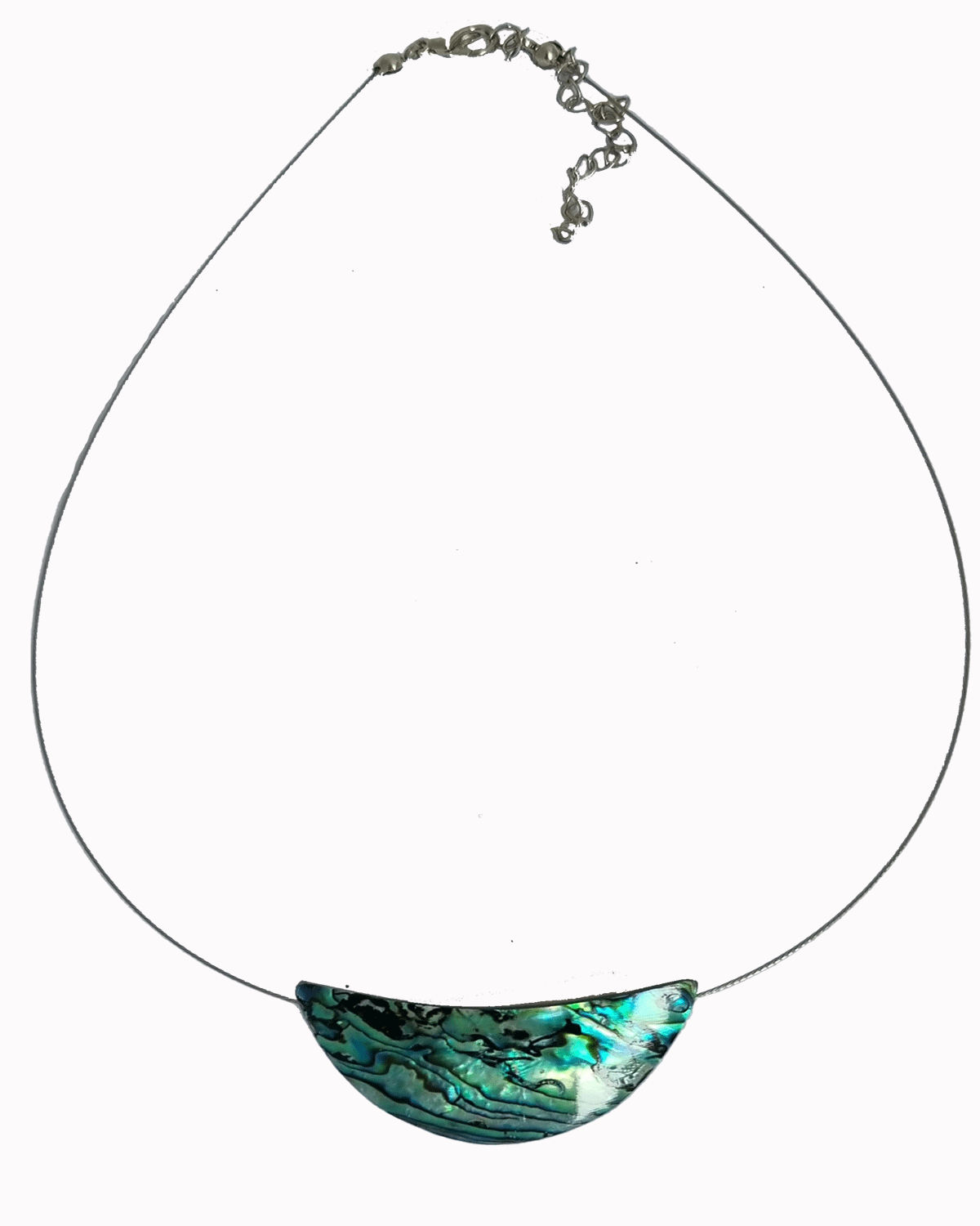 Half Moon Paua shell on fine wire necklace