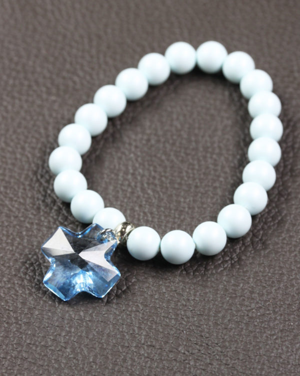Pastel Blue swarovski bracelet with aquamarine cross 2