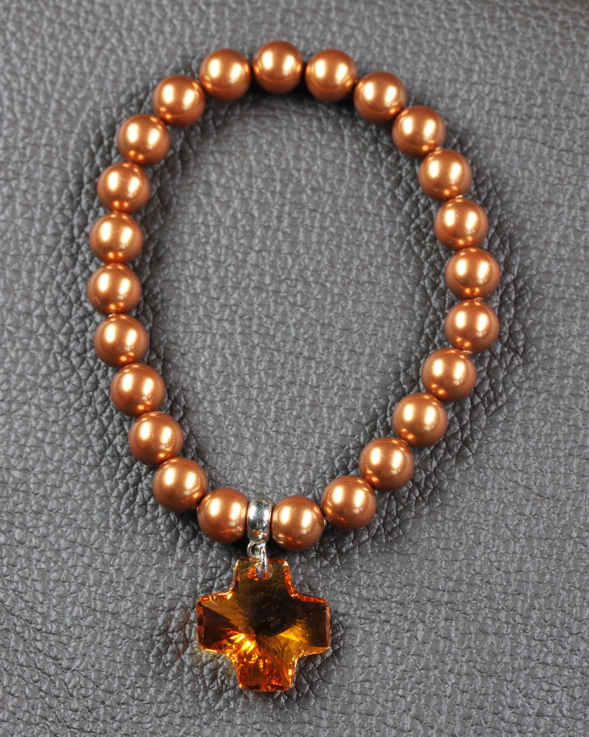 swarovski crystal pearls bracelet with cross copper 2