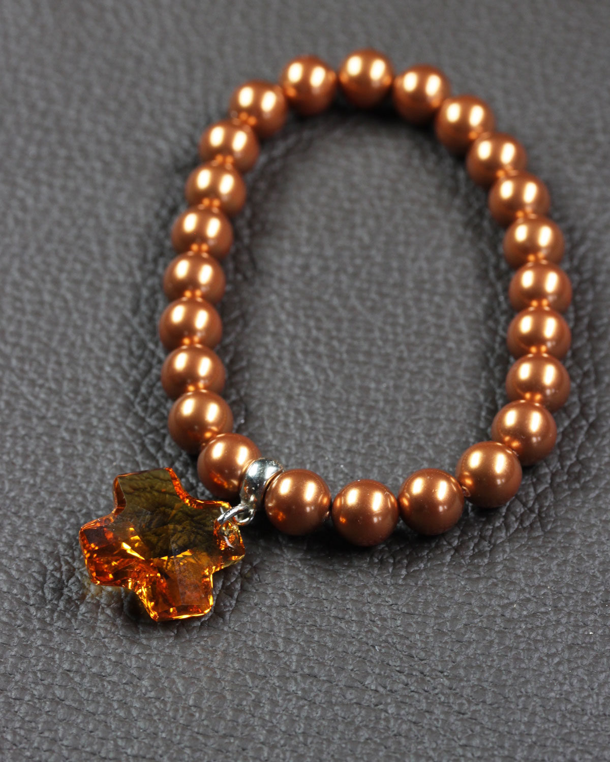 swarovski crystal pearls bracelet with cross copper