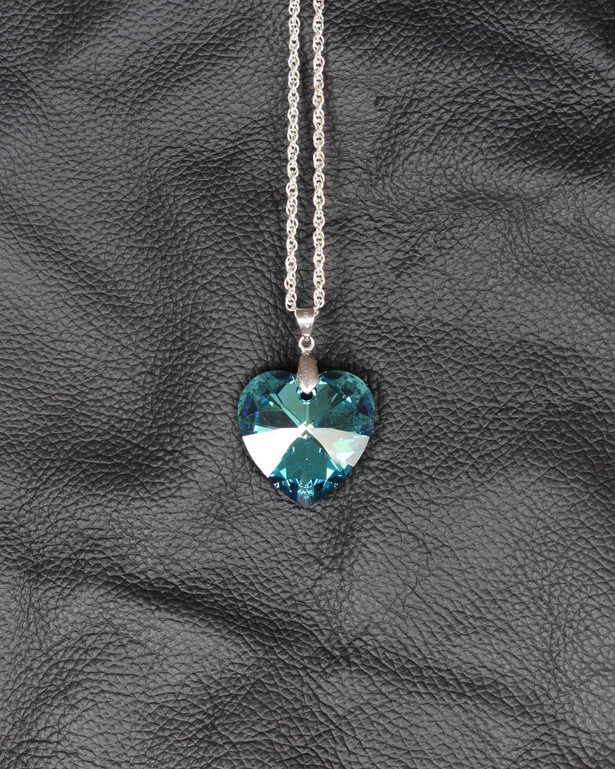 Swarovski Heart Necklace Bermuda Blue Prive Bridal