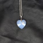 swarovski heart white opal silver chain