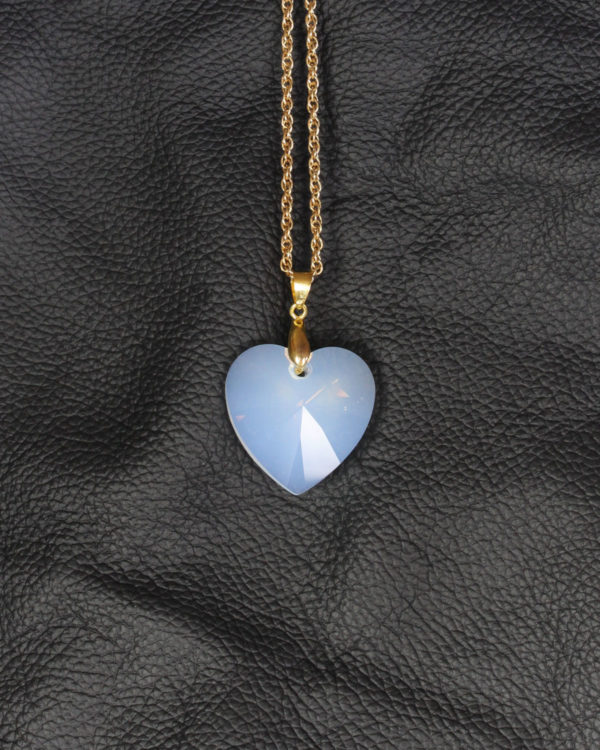 swarovski heart white opal gold chain